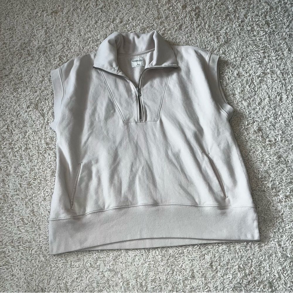 ABERCROMBIE Oversized Tunic Half-Zip Vest Ivory size Xl